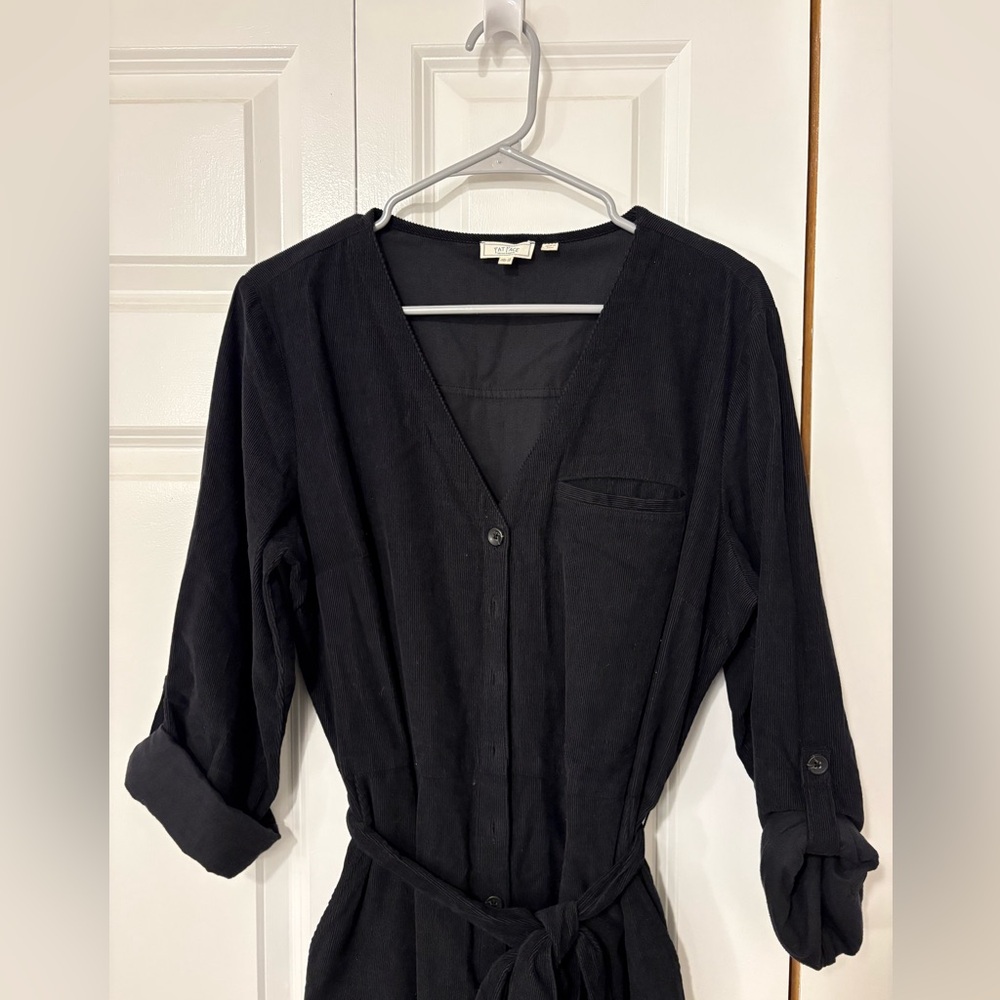 Fat Face Corduroy Belted Jumpsuit. Black. Size 12 US/14 UK.